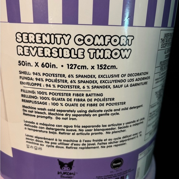 Sanrio Kuromi Reversible Soft Throw - Picture 3 of 4